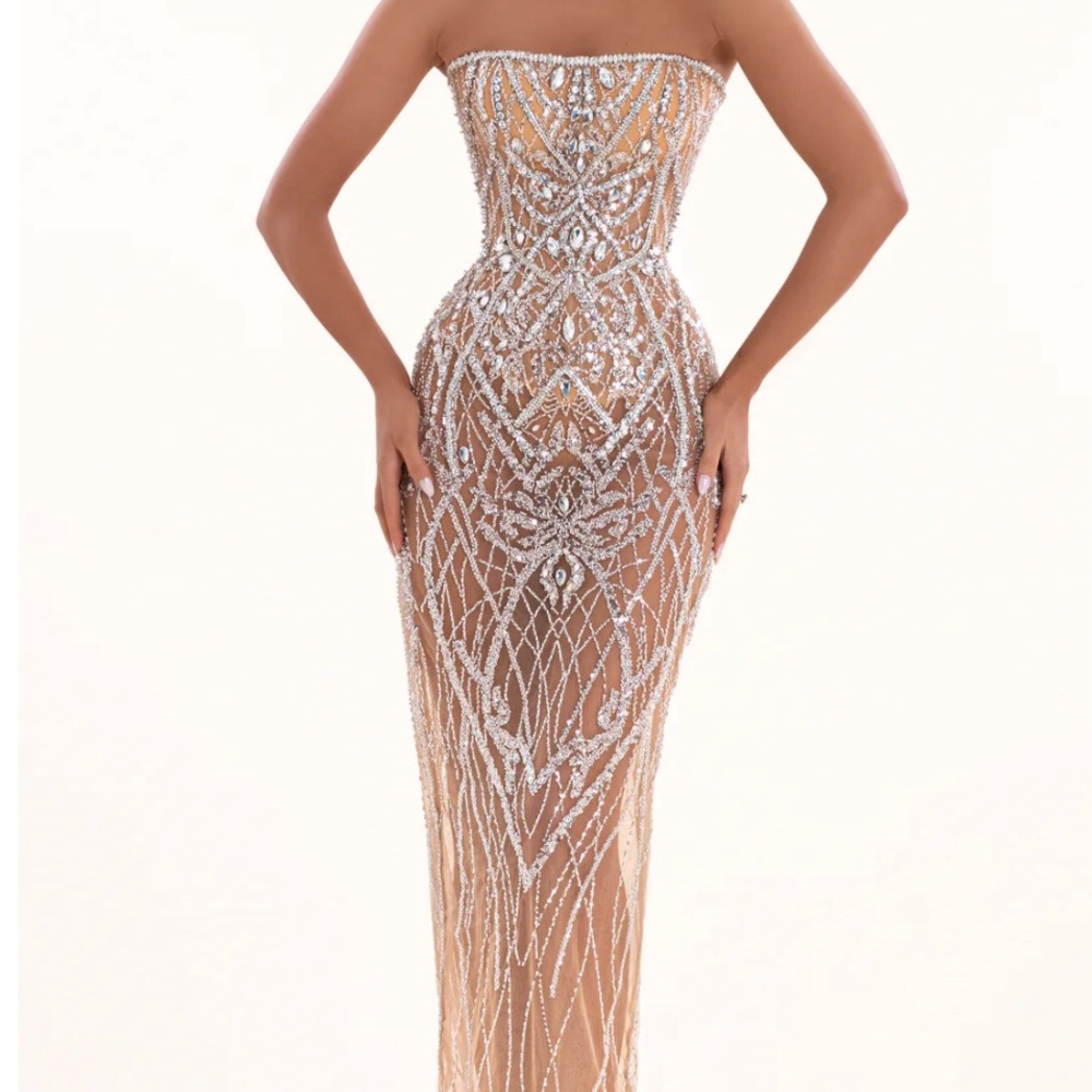 Strapless Gold and Silver Sequin Dress